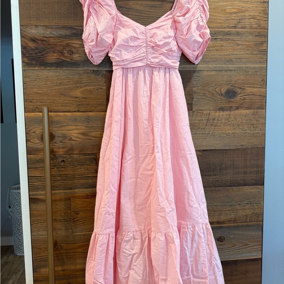 English Factory Pink Maxi Sundress with Bow and Puff Sleeve - Picture 8 of 12
